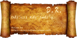 Dóczi Kálmán névjegykártya